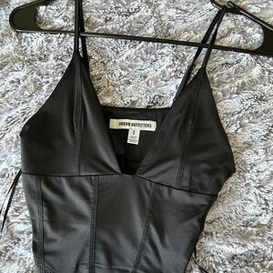 Urban Outfitters Black V-Neck Cropped Top